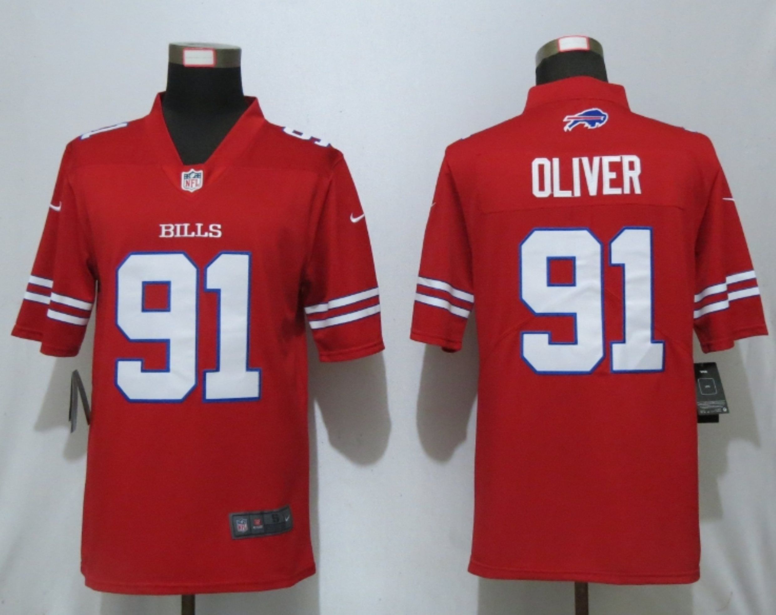 Men Buffalo Bills #91 Oliver Navy Red Nike Color Rush Limited NFL Jerseys